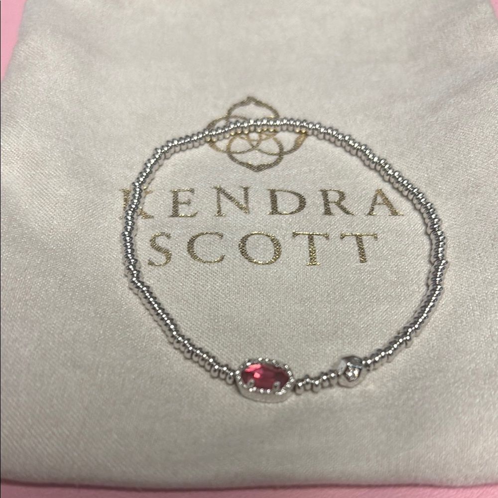 Kendra Scott Silver Bracelet with Pink Stone